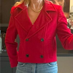 Pendleton Red Wool Cropped Jacket Petite 4 Double Breasted USA